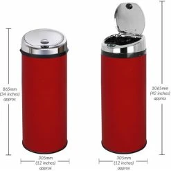 Inmotion 50L Red Stainless Steel Auto Sensor Kitchen Waste Dust Bin 7 Inmotion 50L Red Stainless Steel Auto Sensor Kitchen Waste Dust Bin -Vonshef shop 53723528 3