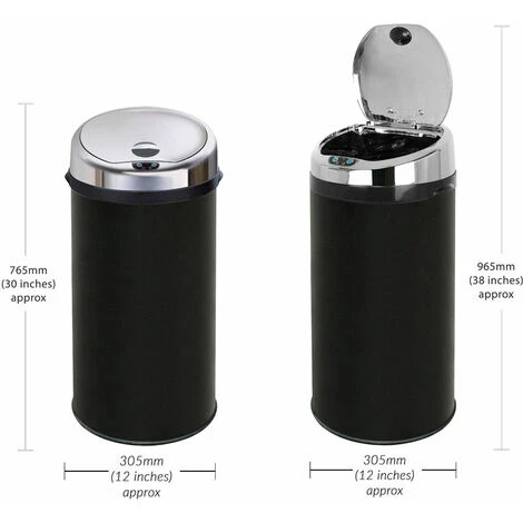 Inmotion 42L Black Stainless Steel Auto Sensor Kitchen Waste Dust Bin 2 Inmotion 42L Black Stainless Steel Auto Sensor Kitchen Waste Dust Bin - Image 2