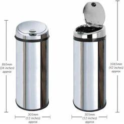 Inmotion 50L Chrome Stainless Steel Auto Sensor Kitchen Waste Dust Bin 7 Inmotion 50L Chrome Stainless Steel Auto Sensor Kitchen Waste Dust Bin -Vonshef shop 53723537 3