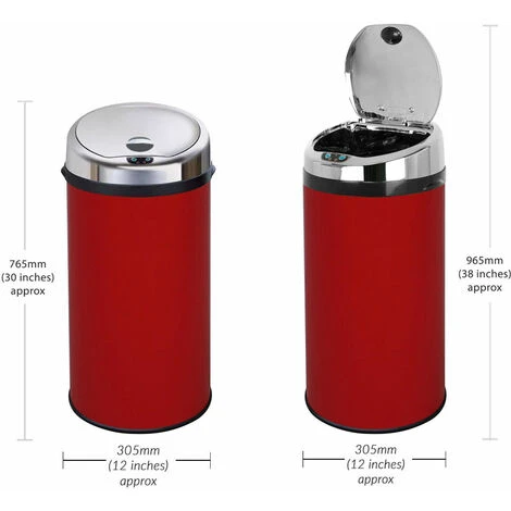 Inmotion 42L Red Stainless Steel Auto Sensor Kitchen Waste Dust Bin 2 Inmotion 42L Red Stainless Steel Auto Sensor Kitchen Waste Dust Bin - Image 2