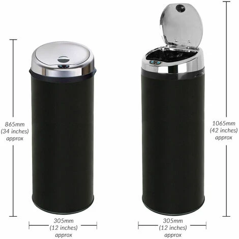 Inmotion 50L Black Stainless Steel Auto Sensor Kitchen Waste Dust Bin 3 Inmotion 50L Black Stainless Steel Auto Sensor Kitchen Waste Dust Bin - Image 3