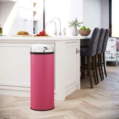 Inmotion 50L Pink Stainless Steel Sensor Kitchen Waste Dust Bin