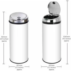 Inmotion 50L White Stainless Steel Auto Sensor Kitchen Waste Dust Bin -Vonshef shop 53724977 3