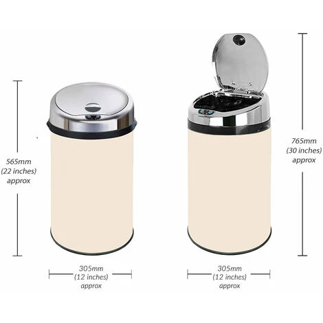 Inmotion 30L Cream Stainless Steel Auto Sensor Kitchen Waste Dust Bin 2 Inmotion 30L Cream Stainless Steel Auto Sensor Kitchen Waste Dust Bin - Image 2