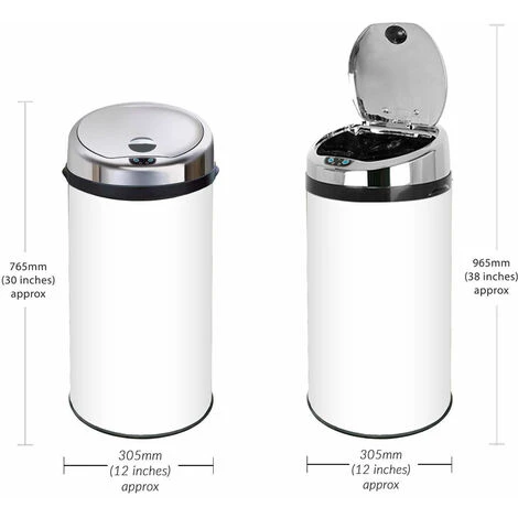 Inmotion 42L White Stainless Steel Auto Sensor Kitchen Waste Dust Bin 2 Inmotion 42L White Stainless Steel Auto Sensor Kitchen Waste Dust Bin - Image 2
