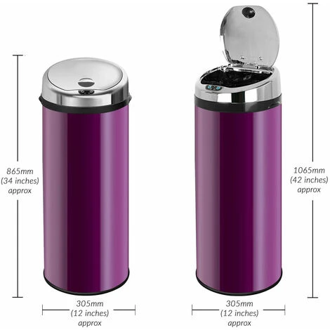 Inmotion 50L Purple Stainless Steel Auto Sensor Kitchen Waste Dust Bin 3 Inmotion 50L Purple Stainless Steel Auto Sensor Kitchen Waste Dust Bin - Image 3