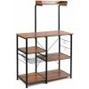 Gymax 4-tier Microwave Storage Stand W/ Basket & 5 Hooks Easy Assembly