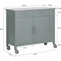 SoBuy Kitchen Storage Trolley Cart Kitchen Island Island On Wheels,FKW108-HG+ Free Wall Coat Rack FRG54-W -Vonshef shop 53830117 4