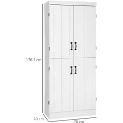 HOMCOM Kitchen Cupboard Storage Cabinet W/ 4 Doors And Adjustable Shelves,White -Vonshef shop 53918186 2