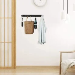 LITZEE Door Hooks, Black Coat Hooks Screw In & Stick On, Self Adhesive Door Hangers For Bedroom, Hooks For Towel Hat Bathrobe In Bathroom, 4 Holders -Vonshef shop 54033532 3