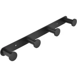 LITZEE Door Hooks, Black Coat Hooks Screw In & Stick On, Self Adhesive Door Hangers For Bedroom, Hooks For Towel Hat Bathrobe In Bathroom, 4 Holders -Vonshef shop 54033532 5