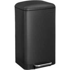SONGMICS Rubbish Bin, 30L Trash Can, Steel Pedal Bin, With Inner Bucket And Lid, Soft Closure, Airtight, For Kitchen, Living Room, Black LTB01BK