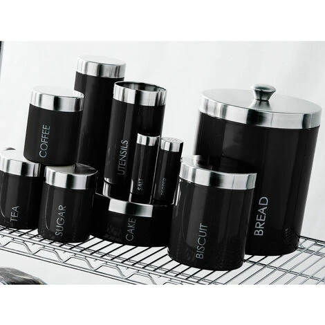 Premier Housewares Black Enamel Biscuit Canister 1 Premier Housewares Black Enamel Biscuit Canister