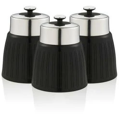 Swan Retro Set Of 3 Canisters Black