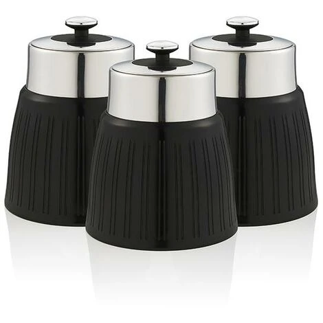 Swan Retro Set Of 3 Canisters Black 1 Swan Retro Set Of 3 Canisters Black