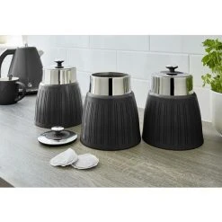 Swan Retro Set Of 3 Canisters Black 6 Swan Retro Set Of 3 Canisters Black -Vonshef shop 54674090 3