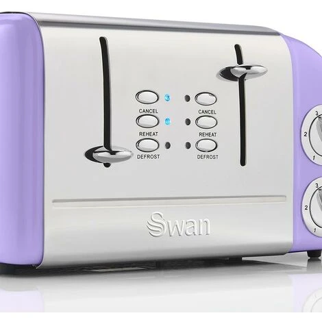 Swan 4 Slice Retro Toaster - Purple 2 Swan 4 Slice Retro Toaster - Purple - Image 2