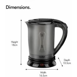 VonShef Travel Kettle With 2 Cups - Dual Voltage, Electric, 650W Wide Spout Kettle With Stackable Travel Cups & Boil Dry Protection- Portable, Lightweight & Compact Design- 0.5L/500ml Capacity- Black -Vonshef shop 54924545 4
