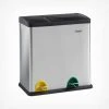 VonHaus Recycling Pedal Bin For Kitchen Waste - 36L Rubbish Capacity - 2 Colour Coded Recycle Compartments With Lids - Robust Metal Body With Stainless Steel Finish