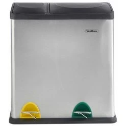 VonHaus Recycling Pedal Bin For Kitchen Waste - 36L Rubbish Capacity - 2 Colour Coded Recycle Compartments With Lids - Robust Metal Body With Stainless Steel Finish -Vonshef shop 54925091 5