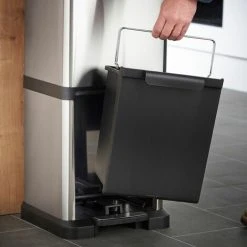 VonHaus Recycling Pedal Bin For Kitchen Waste - 34L Rubbish Capacity - Vertical Double Recycle Compartment Design - Robust Metal Body With Stainless Steel Finish -Vonshef shop 54925200 3