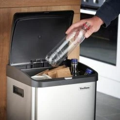 VonHaus Recycling Pedal Bin For Kitchen Waste - 34L Rubbish Capacity - Vertical Double Recycle Compartment Design - Robust Metal Body With Stainless Steel Finish -Vonshef shop 54925200 4
