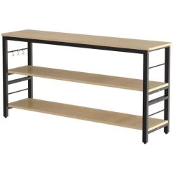 Livingandhome 160CM 3 Tier Wooden Kitchen Storage Rack Shelf Organizer With Hooks 8 Livingandhome 160CM 3 Tier Wooden Kitchen Storage Rack Shelf Organizer With Hooks -Vonshef shop 55028404 4