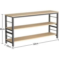 Livingandhome 160CM 3 Tier Wooden Kitchen Storage Rack Shelf Organizer With Hooks 9 Livingandhome 160CM 3 Tier Wooden Kitchen Storage Rack Shelf Organizer With Hooks -Vonshef shop 55028404 5