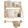 SoBuy Wall Mounted Rubber Wood Kitchen Plate Rack, KCR11-N