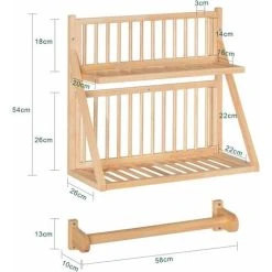 SoBuy Wall Mounted Rubber Wood Kitchen Plate Rack, KCR11-N 7 SoBuy Wall Mounted Rubber Wood Kitchen Plate Rack, KCR11-N -Vonshef shop 55298473 3