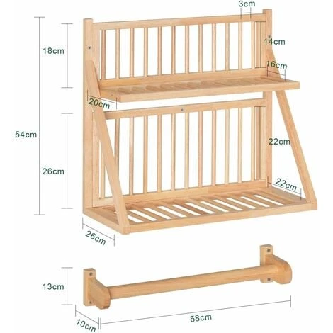 SoBuy Wall Mounted Rubber Wood Kitchen Plate Rack, KCR11-N 3 SoBuy Wall Mounted Rubber Wood Kitchen Plate Rack, KCR11-N - Image 3
