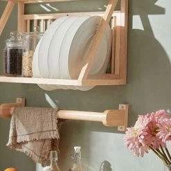 SoBuy Wall Mounted Rubber Wood Kitchen Plate Rack, KCR11-N 8 SoBuy Wall Mounted Rubber Wood Kitchen Plate Rack, KCR11-N -Vonshef shop 55298473 4
