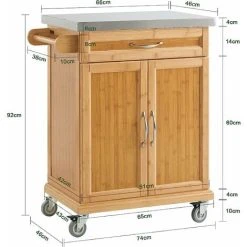 SoBuy Kitchen Storage Cabinet, Kitchen Island Trolley Rubber Wheels FKW13-N+ Free Wall Coat Rack FRG54-W -Vonshef shop 5571696 4