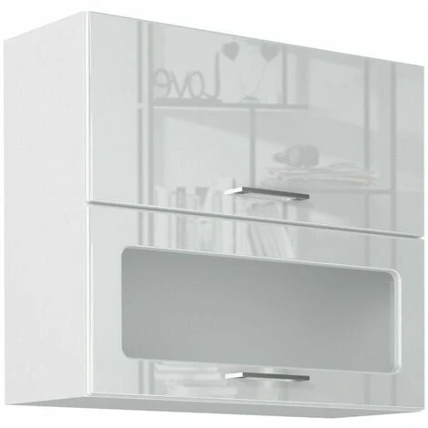 IMPACT FURNITURE 800 Kitchen Wall Unit 80cm Glass Cabinet Cupboard White Gloss Soft Close Door Rosi 2 IMPACT FURNITURE 800 Kitchen Wall Unit 80cm Glass Cabinet Cupboard White Gloss Soft Close Door Rosi - Image 2