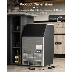 Gymax 50KG/24H Ice Maker Commercial Ice Cube Making Machine Self-Cleaning Home Office 9 Gymax 50KG/24H Ice Maker Commercial Ice Cube Making Machine Self-Cleaning Home Office -Vonshef shop 56476982 5