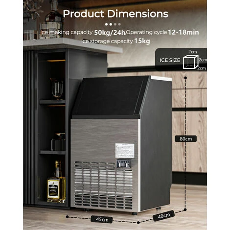 Gymax 50KG/24H Ice Maker Commercial Ice Cube Making Machine Self-Cleaning Home Office 5 Gymax 50KG/24H Ice Maker Commercial Ice Cube Making Machine Self-Cleaning Home Office - Image 5