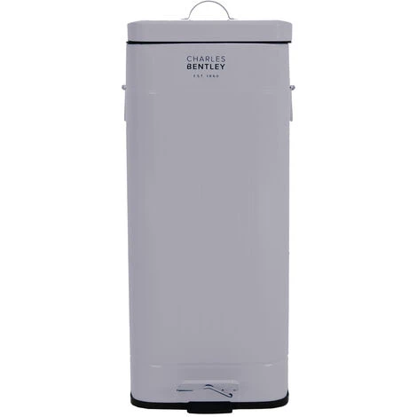 Charles Bentley 30L Steel Square Retro Kitchen Pedal Waste Bin Grey 1 Charles Bentley 30L Steel Square Retro Kitchen Pedal Waste Bin Grey