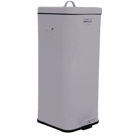 Charles Bentley 30L Steel Square Retro Kitchen Pedal Waste Bin Grey 2 Charles Bentley 30L Steel Square Retro Kitchen Pedal Waste Bin Grey - Image 2