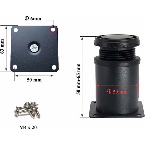 Tinor 4 Adjustable Black Legs 50mm Height Thicken Cabinet Legs Table Legs Furniture Legs, Stainless Steel Adjustable Height 0-15mm Come With Stainless Steel Screws 5 Tinor 4 Adjustable Black Legs 50mm Height Thicken Cabinet Legs Table Legs Furniture Legs, Stainless Steel Adjustable Height 0-15mm Come With Stainless Steel Screws - Image 5