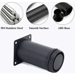 Tinor 4 Adjustable Black Legs 200mm Height Thicken Cabinet Legs Table Legs Furniture Legs, Stainless Steel Adjustable Height 0-15mm Come With Stainless Steel Screws 6 Tinor 4 Adjustable Black Legs 200mm Height Thicken Cabinet Legs Table Legs Furniture Legs, Stainless Steel Adjustable Height 0-15mm Come With Stainless Steel Screws -Vonshef shop 57275530 2