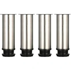 Tinor 4 Adjustable Legs 150mm Height Thicken Cabinet Legs Table Legs Furniture Legs, Brushed Stainless Steel, Adjustable Height 0-15mm Come With Stainless Steel Screws