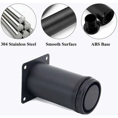 Tinor 4 Adjustable Black Legs 150mm Height Thicken Cabinet Legs Table Legs Furniture Legs, Stainless Steel Adjustable Height 0-15mm Come With Stainless Steel Screws 2 Tinor 4 Adjustable Black Legs 150mm Height Thicken Cabinet Legs Table Legs Furniture Legs, Stainless Steel Adjustable Height 0-15mm Come With Stainless Steel Screws - Image 2