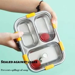 ECHOO Lunch Box With Cutlery, Bento Box For Adults, Lunch Box With 3 Compartments, Lunch Box For Adults, Insulated Bento Box, Thermal Lunch Box, Stainless Steel Bento Box (Blue) -Vonshef shop 57735235 5