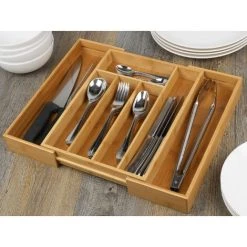 URBN-CHEF Extendable Bamboo Cutlery Box Rack 37x34x5cm [301338] -Vonshef shop 57984419 5