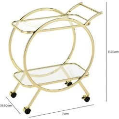 VANITY LIVING 81.3cm Value Gold Metal Drink Trolley -Vonshef shop 58089034 3