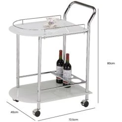 VANITY LIVING 2 Tier Tea Wine Drinks Trolley On Wheels, 80cm Metal Mini Bar Cart With Tempered Glass Shelves 8 VANITY LIVING 2 Tier Tea Wine Drinks Trolley On Wheels, 80cm Metal Mini Bar Cart With Tempered Glass Shelves -Vonshef shop 58089076 4