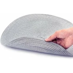 OSQI Round Placemats And Coasters Set Of 6 Braided Woven Table Place Mats For Dining Table(Grey) -Vonshef shop 58226071 3