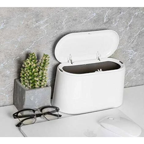 SOEKAVIA Portable Trash Can Desk Bin With Lid, Mini Press-Type Trash Can Table Desktop Dustbin For Home Living Room Kitchen Bedroom Bathroom Office Dust Bin (White) 1 SOEKAVIA Portable Trash Can Desk Bin With Lid, Mini Press-Type Trash Can Table Desktop Dustbin For Home Living Room Kitchen Bedroom Bathroom Office Dust Bin (White)