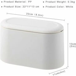 SOEKAVIA Portable Trash Can Desk Bin With Lid, Mini Press-Type Trash Can Table Desktop Dustbin For Home Living Room Kitchen Bedroom Bathroom Office Dust Bin (White) 7 SOEKAVIA Portable Trash Can Desk Bin With Lid, Mini Press-Type Trash Can Table Desktop Dustbin For Home Living Room Kitchen Bedroom Bathroom Office Dust Bin (White) -Vonshef shop 58323599 3