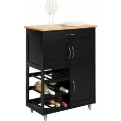 SoBuy Kitchen Storage Trolley Serving Storage Cabinet,FKW45-SCH+ Free Wall Coat Rack FRG54-W